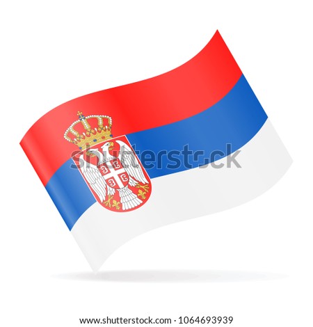 Serbia Flag Vector Waving Icon - Illustration