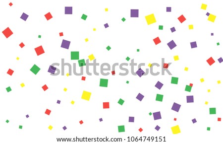 Many Stylish, Modern and Nice Looking Green, Red and Yellow Confetti of Different Size on White Background