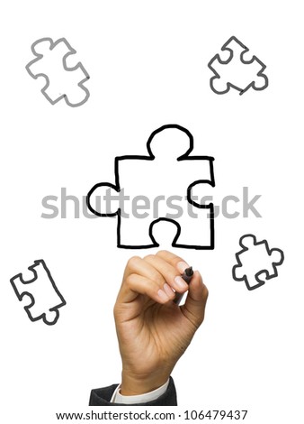 Hand writing puzzle on white background