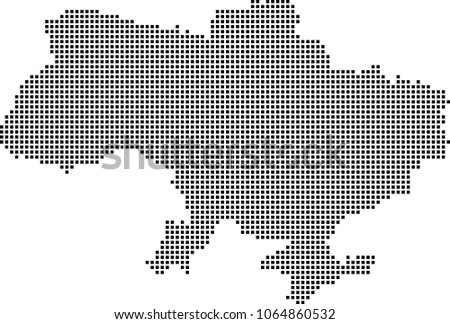 Ukraine map dots vector outline illustration background. Dotted map of Ukraine. Creative pixel art map with highly detailed border