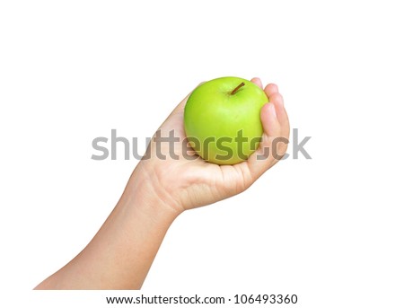 hand with green apple