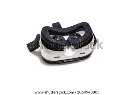 VR AR 360 virtual reality glasses cardboard for mobile phone isolated on white background. Device for watching movies for travel and entertainment in 3d space.