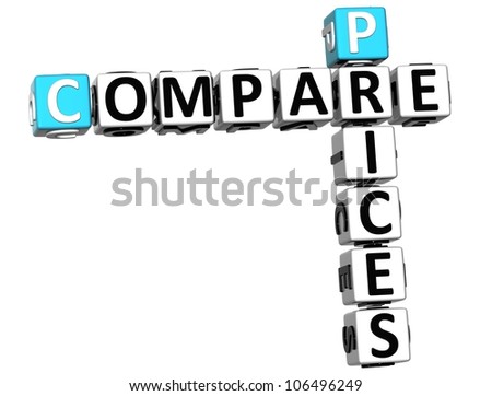 3D Compare Prices Crossword on white background