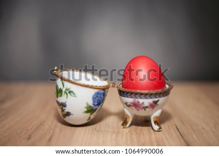easter egg in ceramic holder
