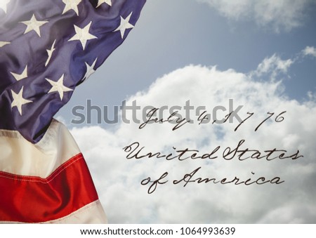 American flag with cloudy background for the independence day