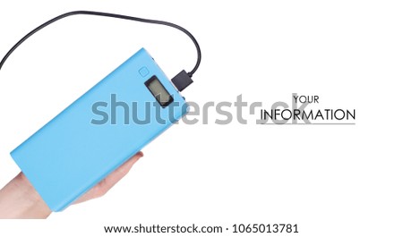 Power bank energy in hand pattern on white background isolation