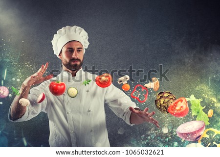 Magic chef ready to cook a new dish Royalty-Free Stock Photo #1065032621