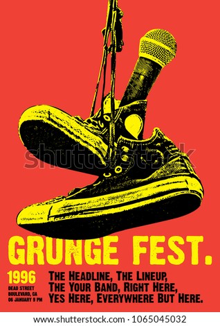 Grunge Festival Flyer Poster Template  Royalty-Free Stock Photo #1065045032