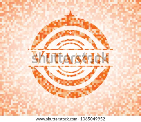 Vitamin orange mosaic emblem with background
