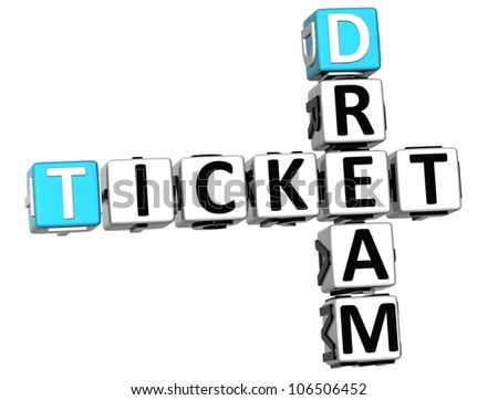 3D Dream Ticket Crossword on white background