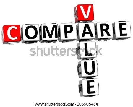3D Value Compare Crossword on white background