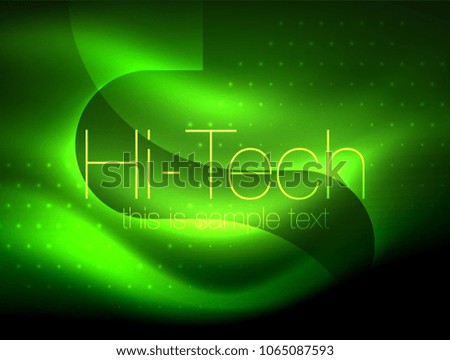 Glittering neon glowin wave, techno modern art abstract background, magical shiny template. Vector illustration