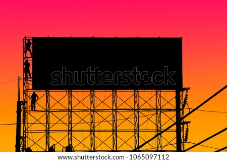 silhouette advertising billboard isolated background with clipping path