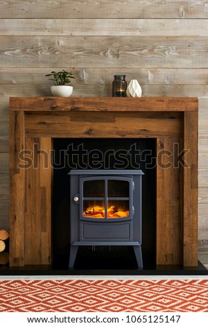Living room with fireplace interior