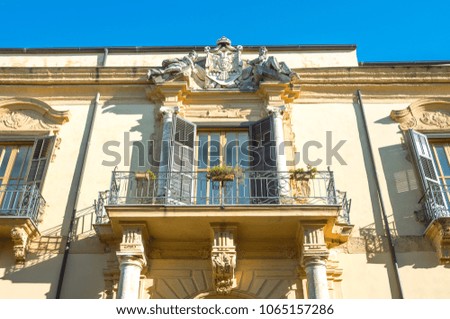 Italy, Sicily island, Agrigento, the upper facade of the Lucchesiana Library