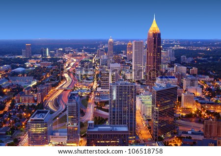 Skyline of downtown Atlanta, Georgia, USA Royalty-Free Stock Photo #106518758