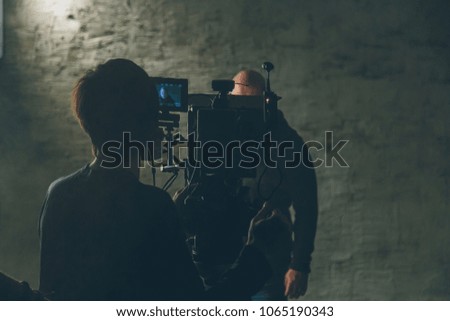 on-set movie camera  and cameraman