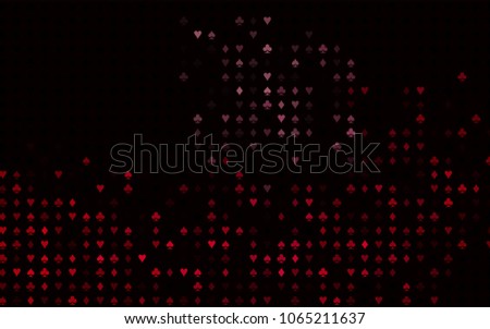 Dark Black vector template with poker symbols. Colored illustration with hearts, spades, clubs, diamonds. Pattern for ads of parties, events in Vegas.