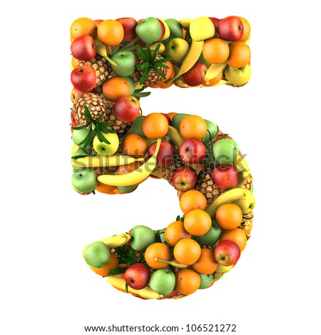 Fruits число. Цифра 5 из фруктов. Пятерка из фруктов. Цифры из фруктов для детских фотосессий. Цифры из разных фруктов.