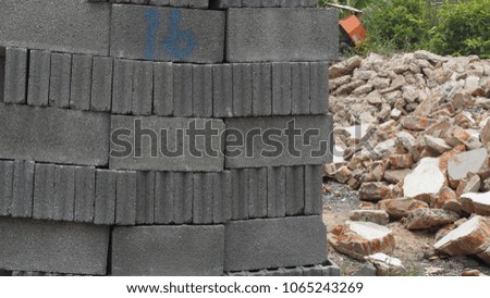 Concrete blocks  in construction area.                       