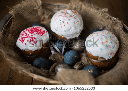 Easter cakes with white icing. Orthodox Easter.