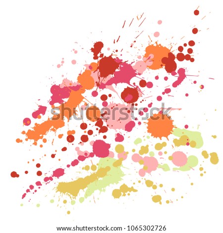 Watercolor stains grunge background vector. Artistic ink splatter, spray blots, dirty spot elements, wall graffiti. Watercolor paint splashes pattern, smear liquid stains spots backdrop.