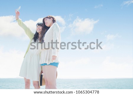 Japanese girls to a commemorative shooting