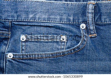 Fragment of the front of the classic blue jeans