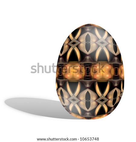 Ornamental easter egg illustration isolated on white with cast shadow