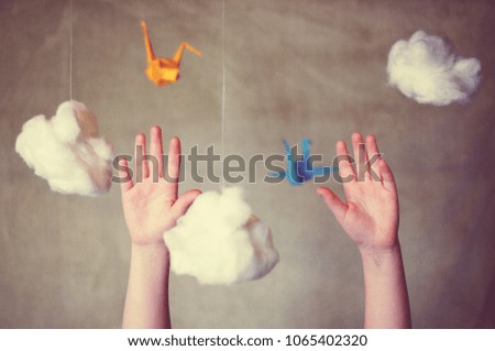 freedom hands art clouds