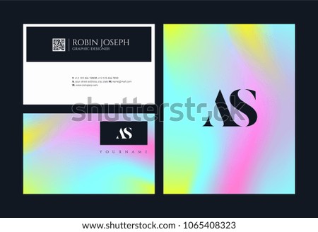 Letters A S, A & S joint logo icon with business card vector template.
