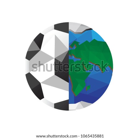 The half football and world low poly vector