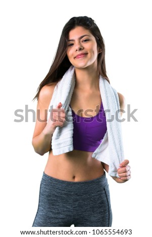 Young sport girl with a towel