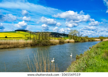 An April walk around Amberley and along the river Arun in West Sussex south east England Royalty-Free Stock Photo #1065569519