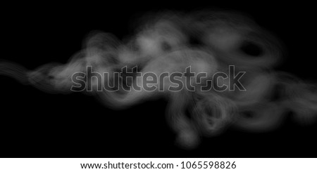 Smoke vector texture on black background, Real Transparency. Smooth soft gray smoke, cloudy concept for design projects.