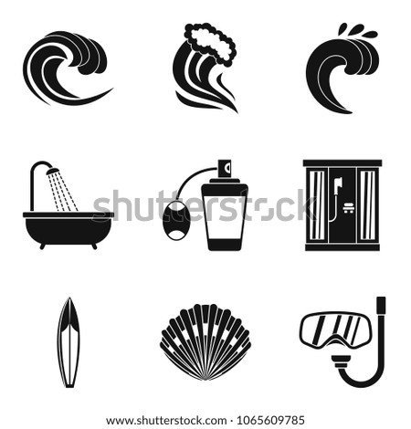 Activity of water icons set. Simple set of 9 activity of water vector icons for web isolated on white background