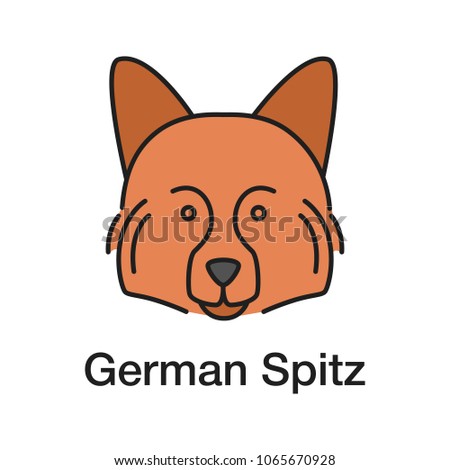 German Spitz color icon. Hunting dog breed. Isolated vector illustration