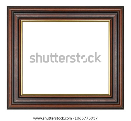 Vintage square brown wooden frame on a white background, isolated