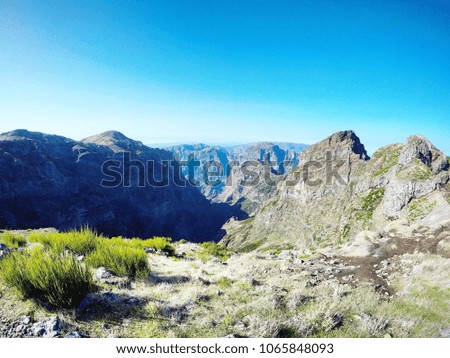 Scenic view over the mountains at Pico do Arieiro in Madeira, Portugal 