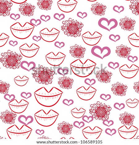 abstract seamless texture with hearts and flowers. Vector background