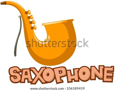 illustration of isolated letter of saxophone on white