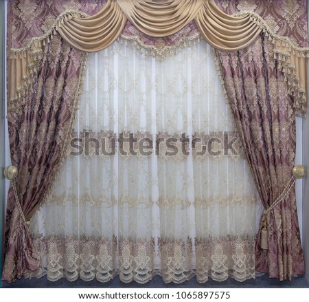 Luxury curtains in a classic style. Interier