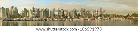 Panorama of Vancouver skyline from Stanley Park