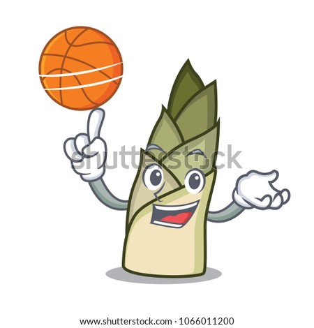 With basketball bamboo shoot character cartoon