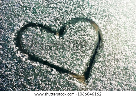 heart on ice glass