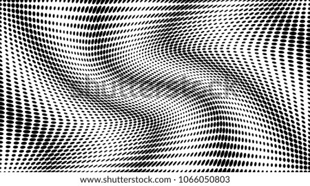 Grunge halftone dots pattern texture background. Black pixels. Modern dotted vector illustration. Abstract wavy lines. Points backdrop. Grungy spotted pattern. Wide image