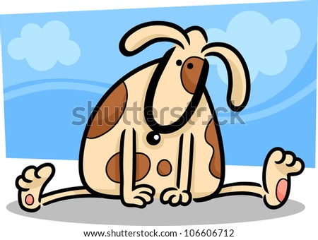 cartoon doodle illustration of funny spotted dog or puppy