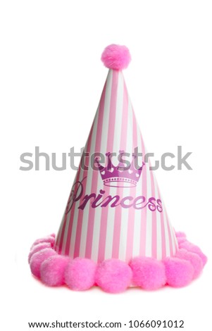 Pink festive cone cap isolated on white background.