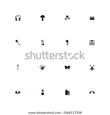 Agriculture icons set. crop, rainbow, nature and inventory