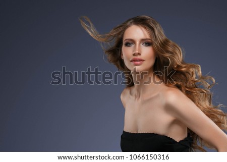 Beauty Woman face Portrait. Beautiful Spa model Girl with Perfect Long Hair and Fresh Clean Skin.
